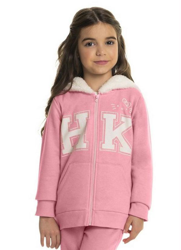 Hello Kitty – Jaqueta Moletom com Capuz Rosa