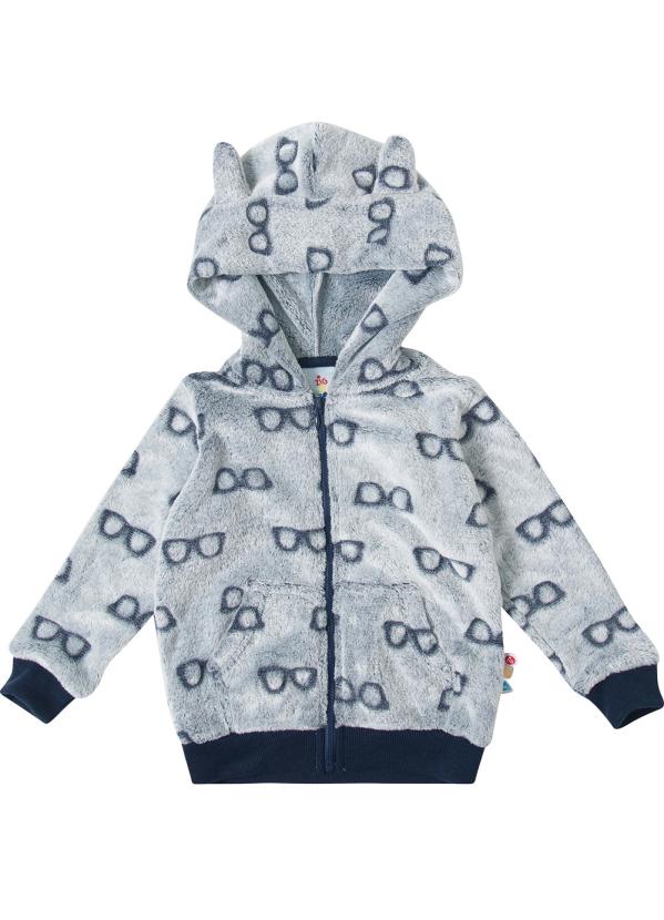 Zig Zig Zaa – Jaqueta Cinza Claro com Capuz em Fleece