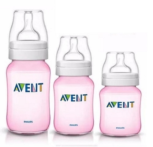 Kit 3 Mamadeiras Classic Anticólica 125/260/330ml AVENT Rosa