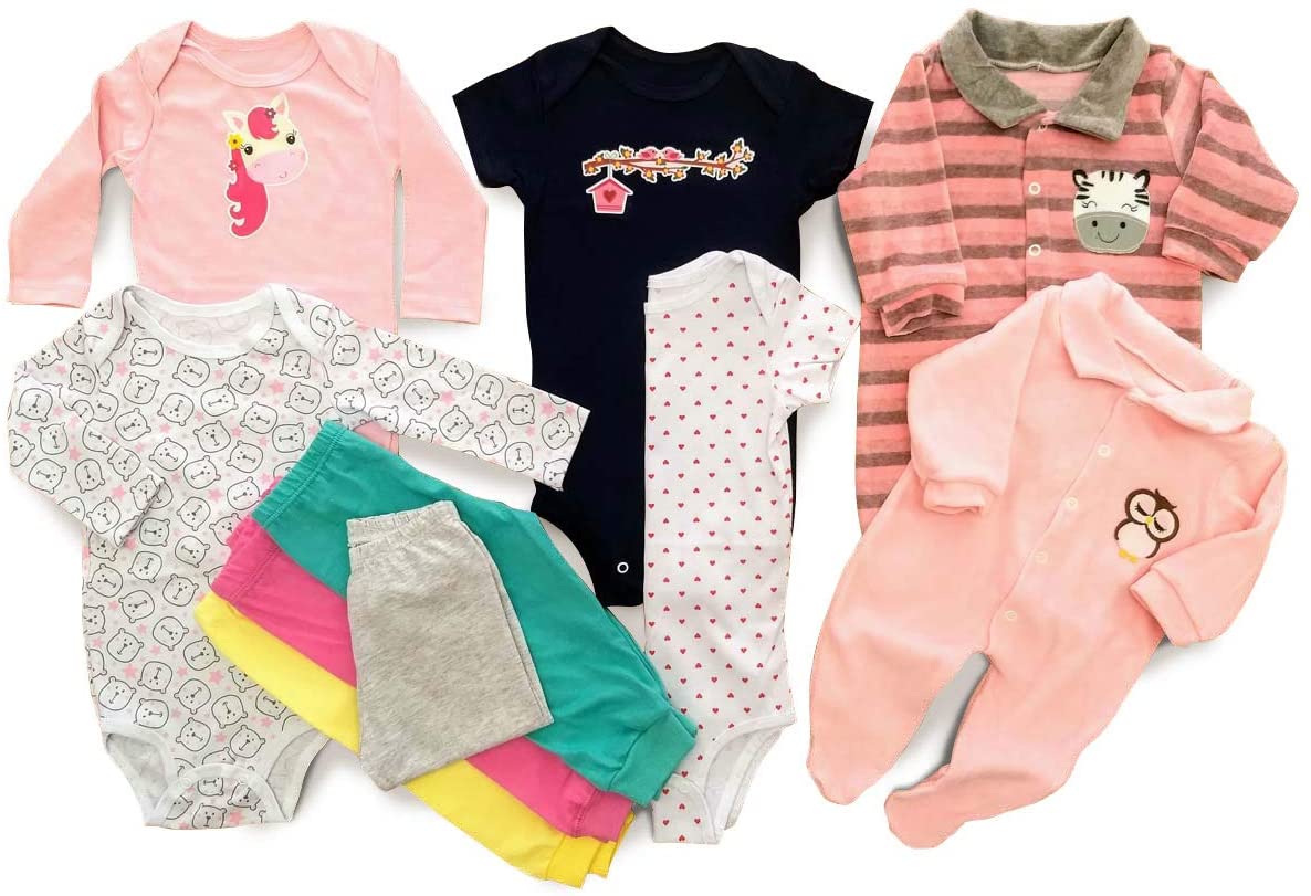 Body Bebê Mijão Liso Estampado Kit 10 Pçs Roupa Bebê Meninas Tamanho:G
