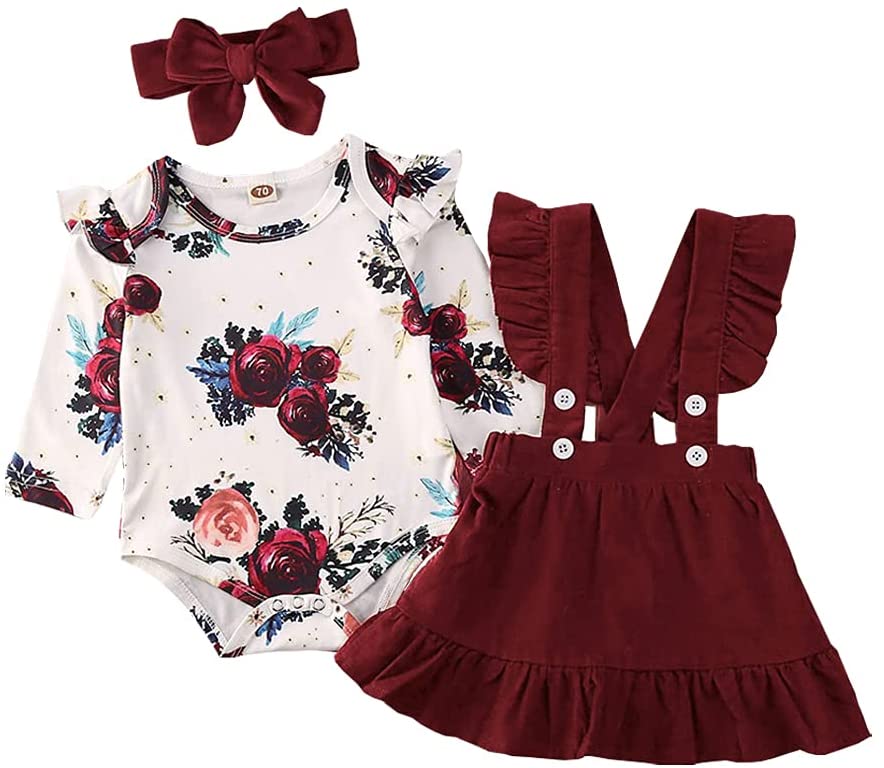 Conjunto Bebê Menina Body Florido Salopete Faixinha de Cabeça ^-^ Conjunto Bebê Menina Body Florido Salopete Faixinha de Cabeça ^-^