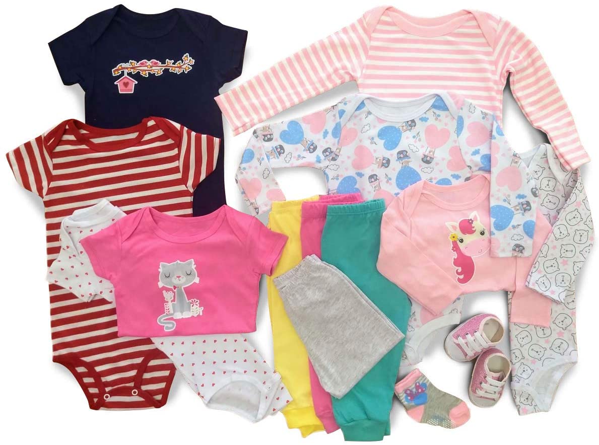 Kit 14 Pçs Maternidade Roupa De Bebê Meninas Tamanho:M Kit 14 Pçs Maternidade Roupa De Bebê Meninas Tamanho:M