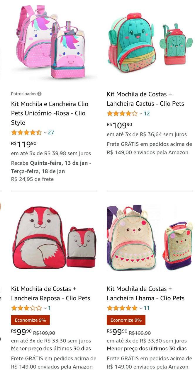 OFERTAS EM KITS DE MOCHILAS + LANCHEIRA 🥰❤️