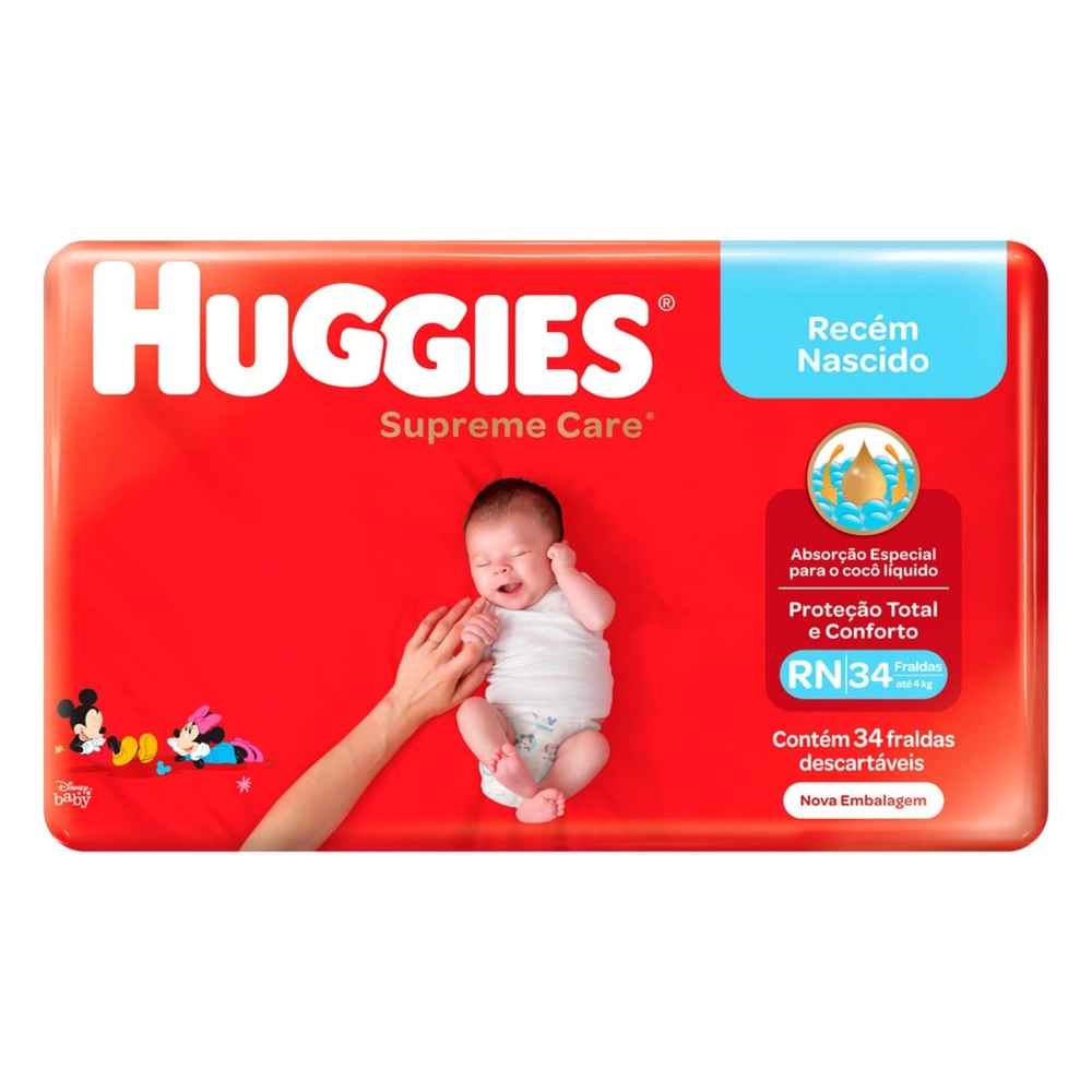Fralda Huggies Supreme Care Recém Nascidos Mega 34 Unidades Fralda Huggies Supreme Care Recém Nascidos Mega 34 Unidades