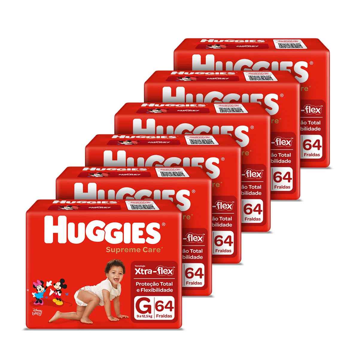 Kit com 6 pacotes - Fraldas Huggies Hiper Supreme Care