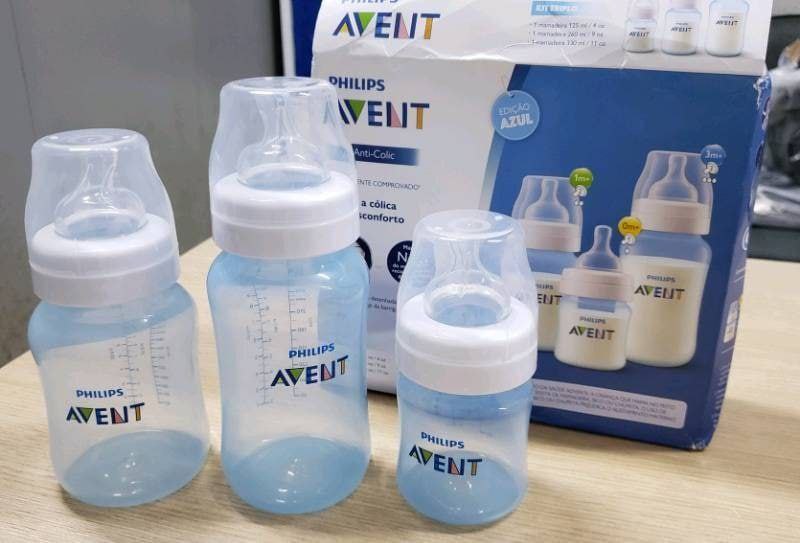 Kit Avent Classic+ 3 Mamadeiras Azul 125, 260, 330ml Philips Avent