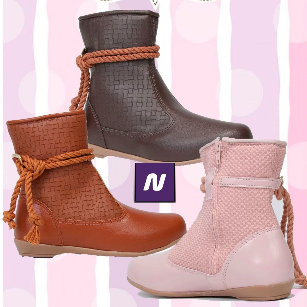 Bota Infantil Cano Curto Tininha Textura Feminina (28 ao 36)