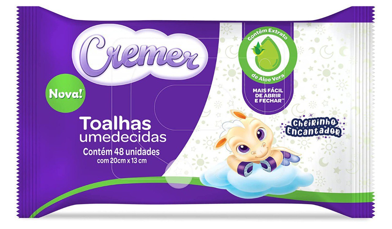 Toalhas Umedecidas Cremer, Aloe e Vera, 48 unidades*