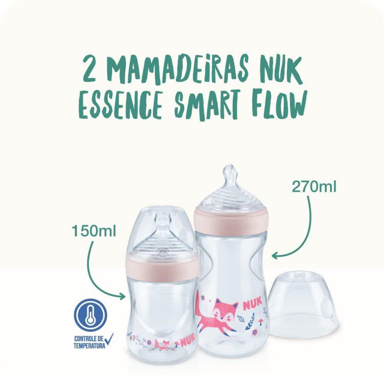 Kit de Mamadeiras Anticólica Essence Smart Flow 150 e 270ml NUK - Rosa