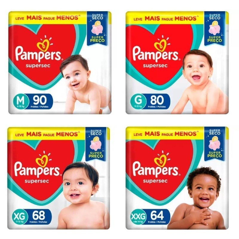 Fralda Pampers Supersec (M-G-XG-XXG)