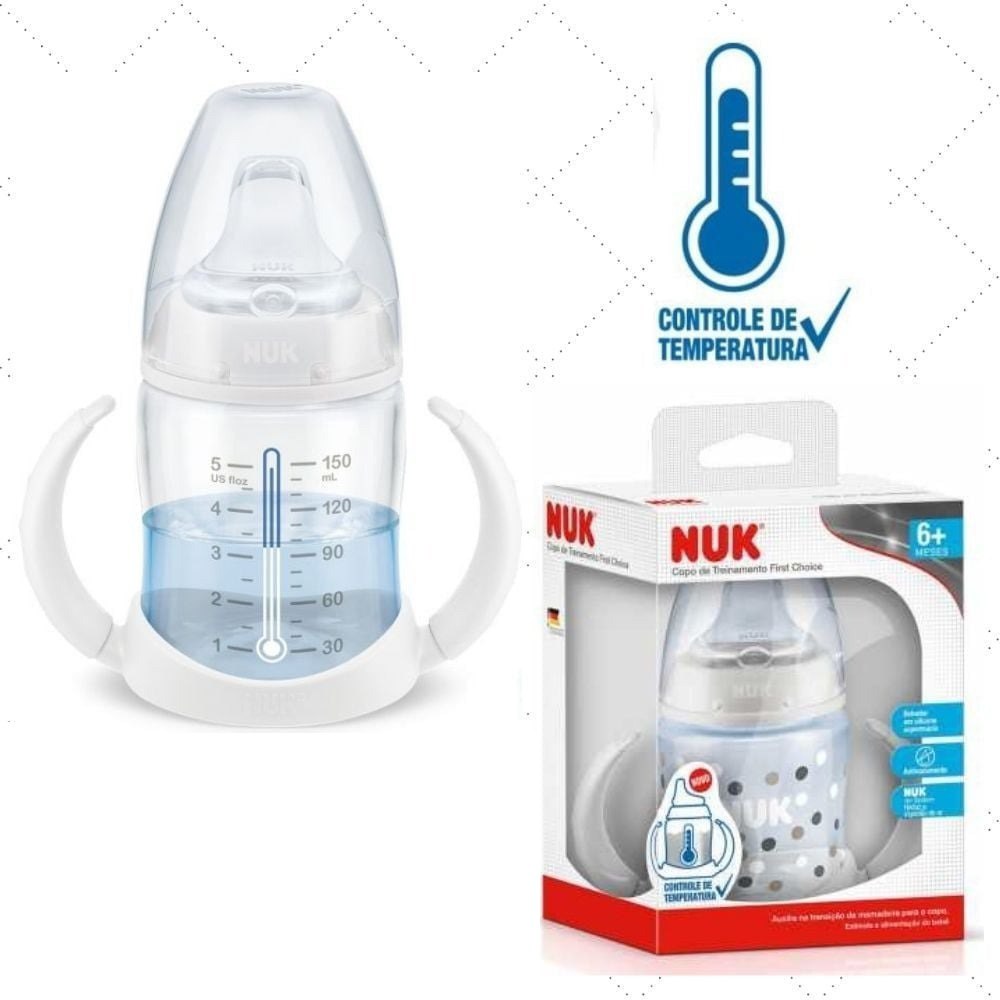 😍 Copo Treinamento NUK FC Temp. Control 150 ml - Neutral, Branco