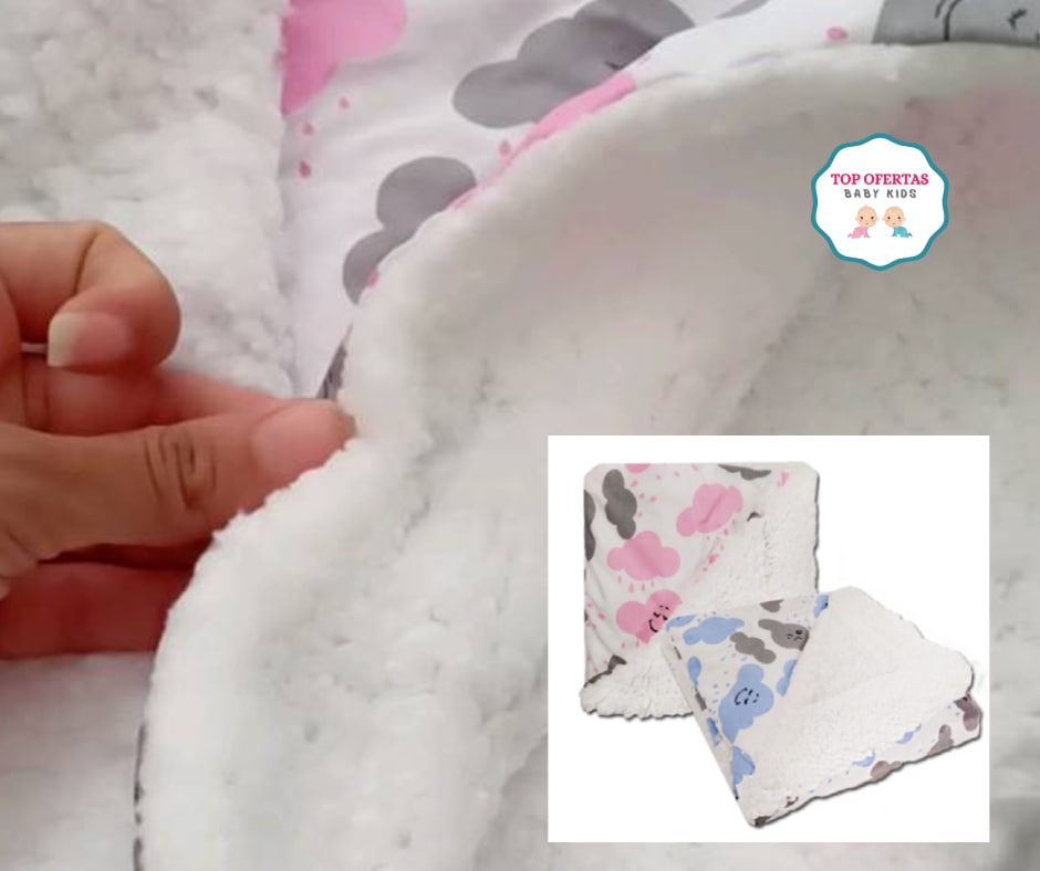 Coberdrom Manta De Bebe Com Sherpa/ Estampado Nuvem 100% Algodao