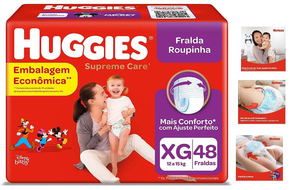 Fralda Huggies Supreme Care Roupinha XG - 48 fraldas