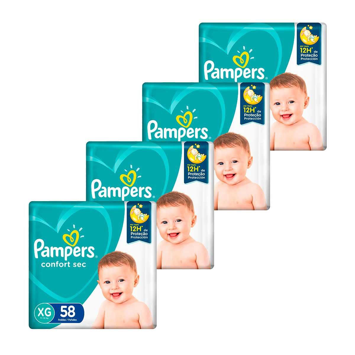 Kit de Fraldas Pampers Confort Sec Super XG com 232 unidades (4 pacotes)