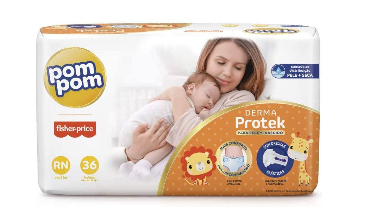 Fralda Pom Pom Derma Protek RN 36 Unidades