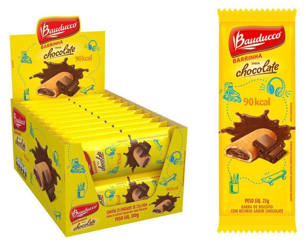 Barra de Biscoito Maxi Bauducco Caixa com 20 Unidades Chocolate