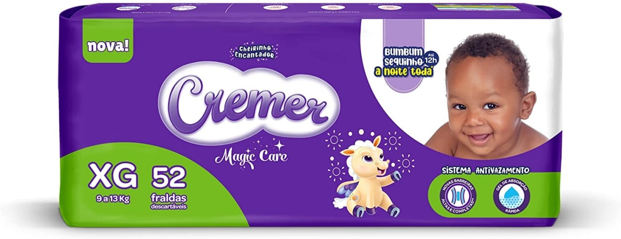 Fralda Hiper, Cremer, XG, Cremer, XG, pacote de 52
