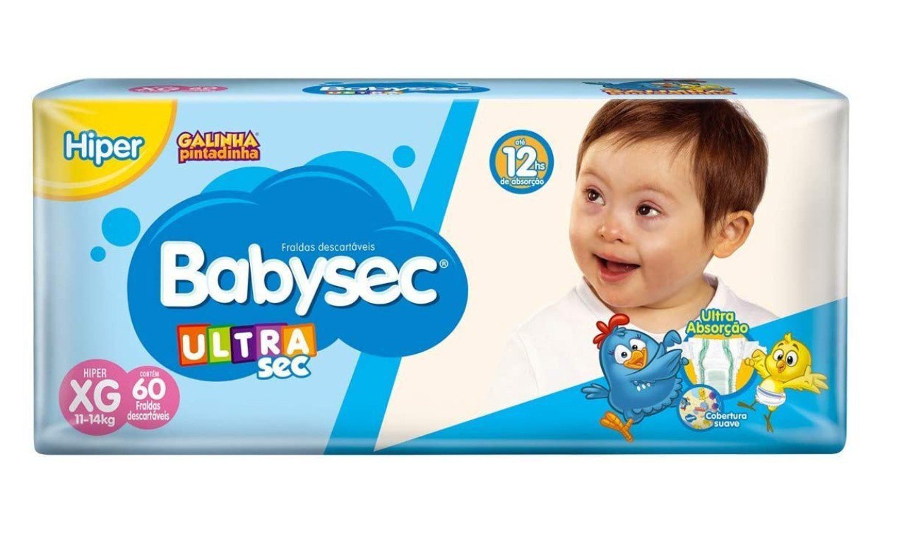 Fralda Babysec Ultrasec Galinh Pintadinha, Azul, XG, 60 unidades