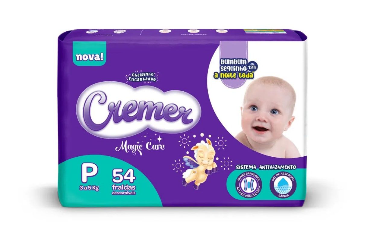 Fralda Cremer Baby P 54 unidades