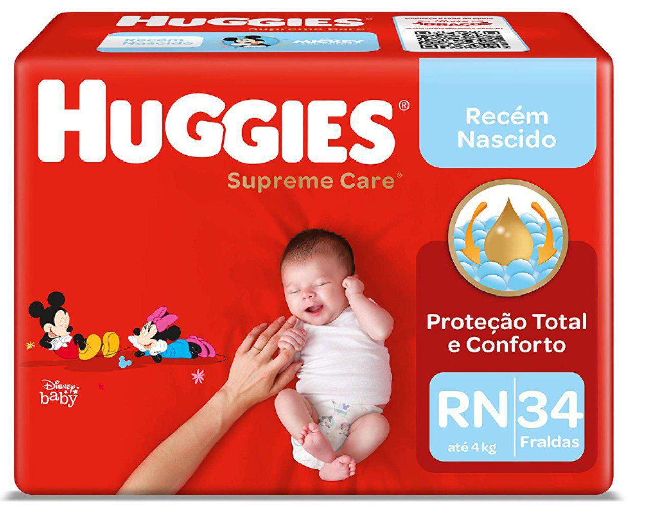Fralda Huggies Supreme Care RN 34 unidades