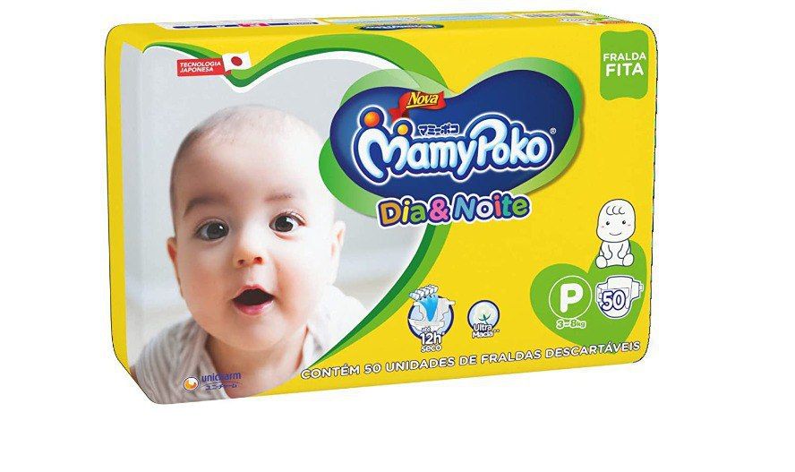 Fralda Infantil Mamypoko com 50 Dia/Noite Fita P, MAMYPOKO, Branco