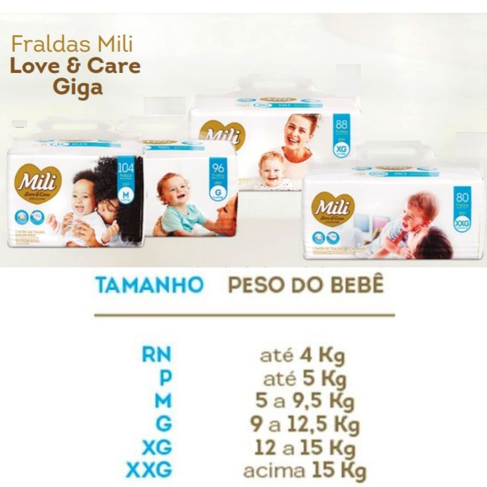 Fralda Mili Love Care Giga XXG com 80