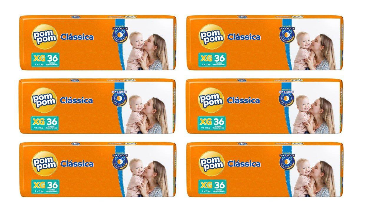 Fralda Pom Pom Clássica XG 216 unidades