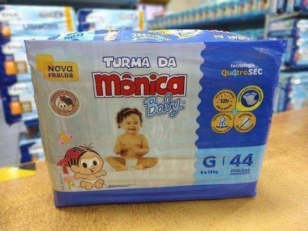 Fralda Turma da Monica Baby Mega G 44 Unidades, Azul