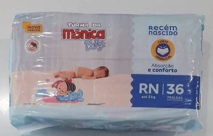 Fralda Turma da Mônica Baby Tam. RN até 5kg - 36 Unidades