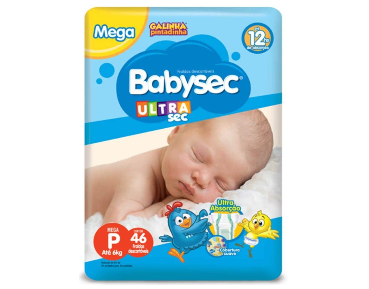 Fraldas Babysec Ultrasec Galinha Pintadinha, P, 42 Unidades