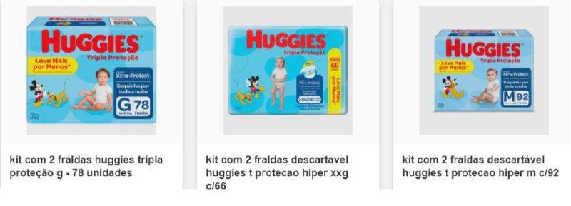 *Kit com 2 Pacotes de Fraldas Huggies Tripla Proteção*