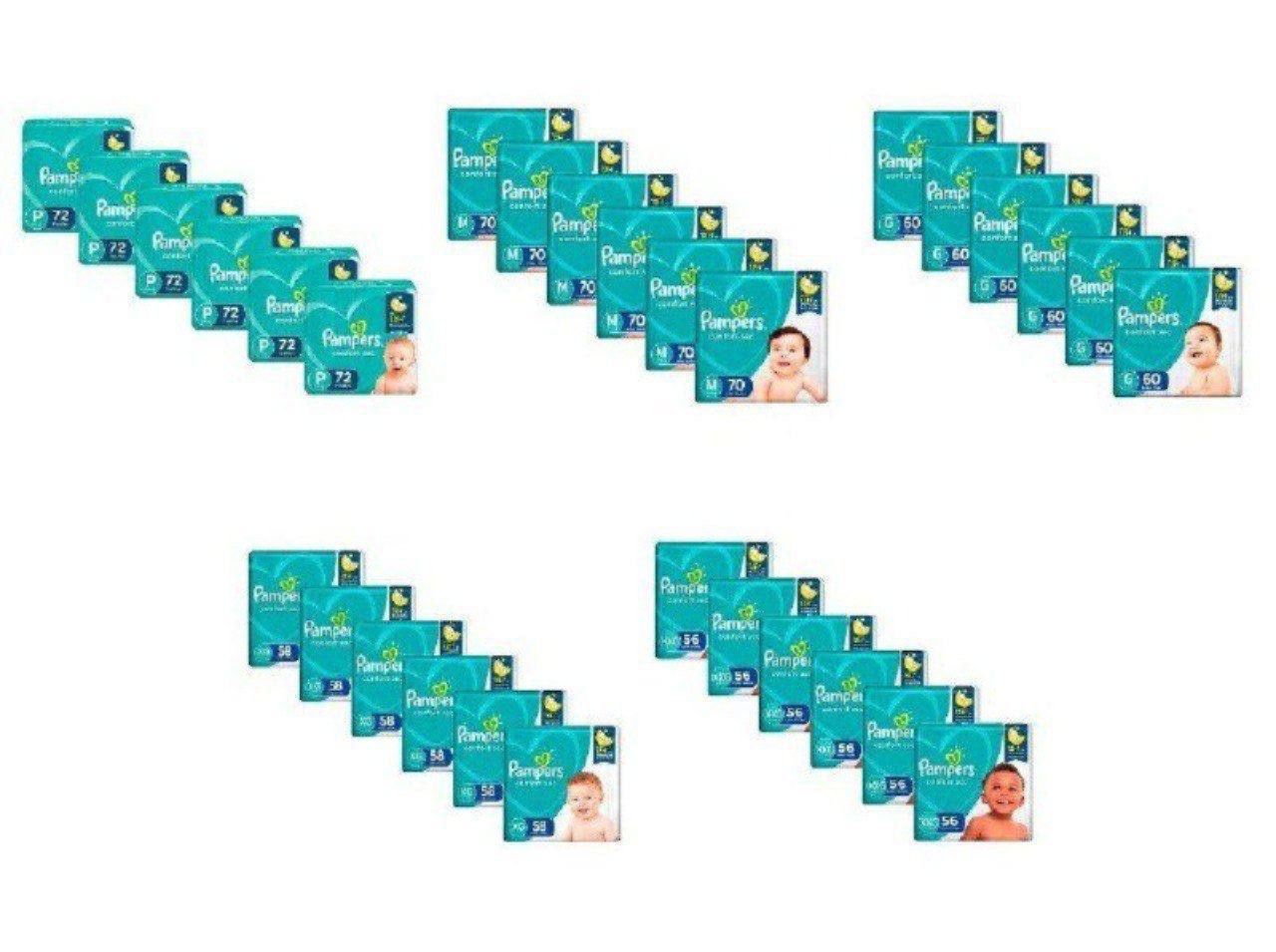Kit com 6 pacotes - Fraldas Pampers Confort Sec Super