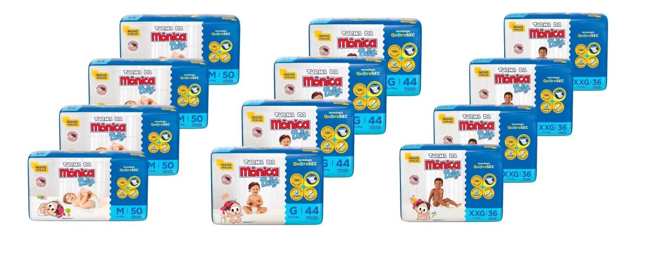 Kit Fraldas Turma da Mônica Mega