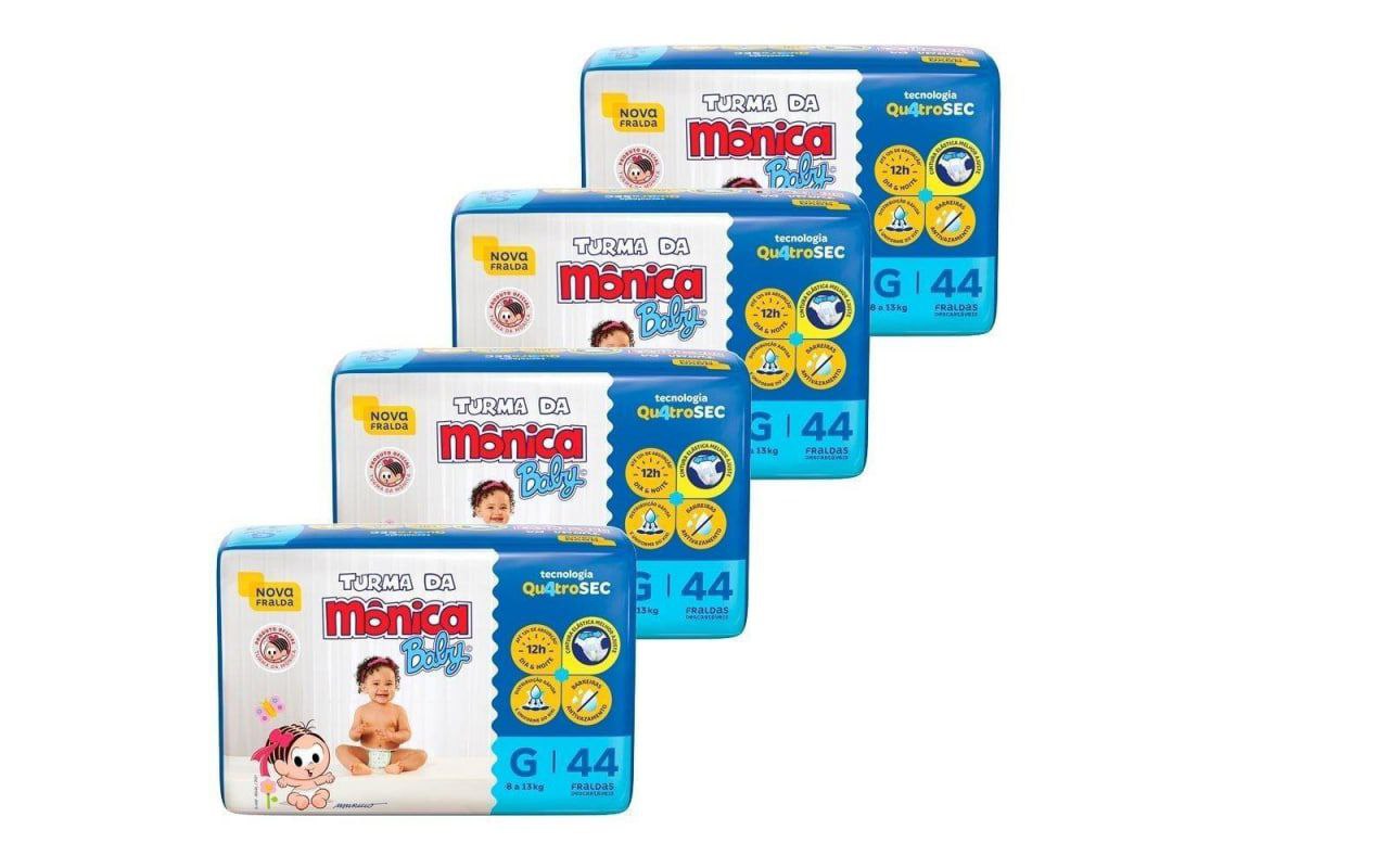 Kit Fraldas Turma da Mônica Mega G 176 unidades