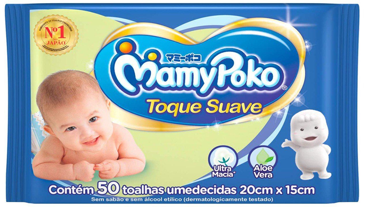 Toalhas Umedecidas, MamyPoko, Pacote com 50 unidades, Branco