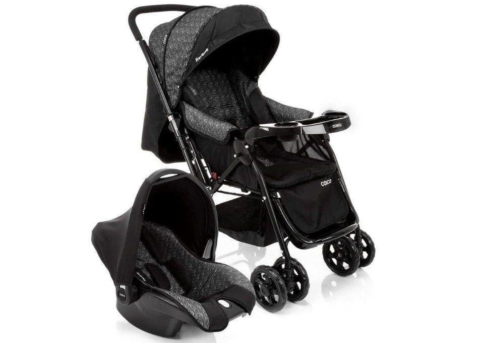 Travel System Reverse, Cosco, Preto Rajado