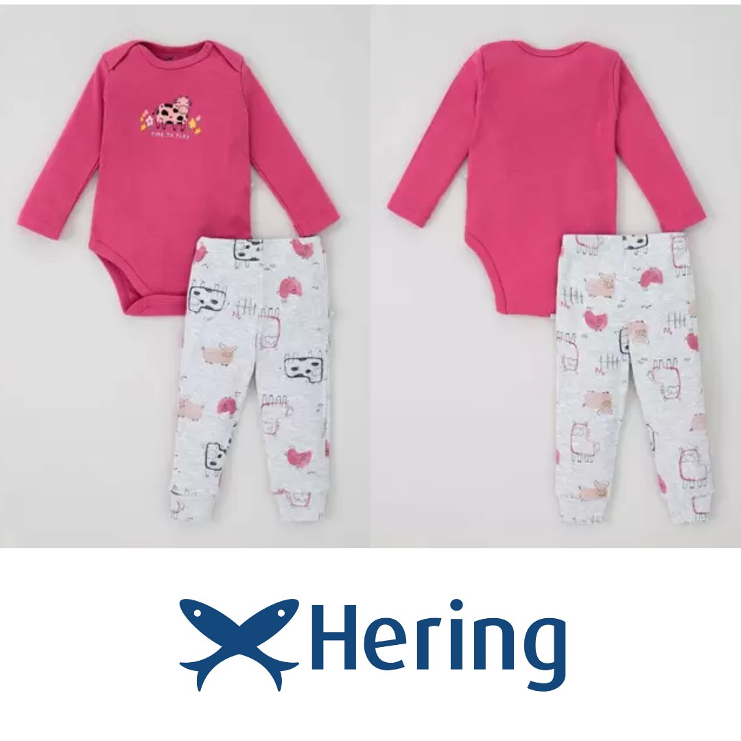 Conjunto Bebê Unissex Longo Body E Calça Hering Kids (Tam. 1 a 24 meses)