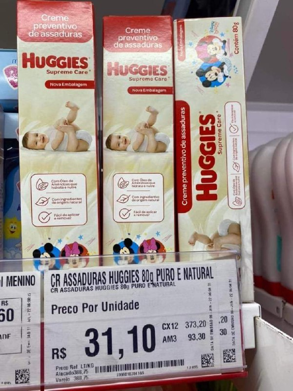 Creme Preventivo de Assaduras Huggies Supreme Care - 240g - ( 3 unidades de 80g )