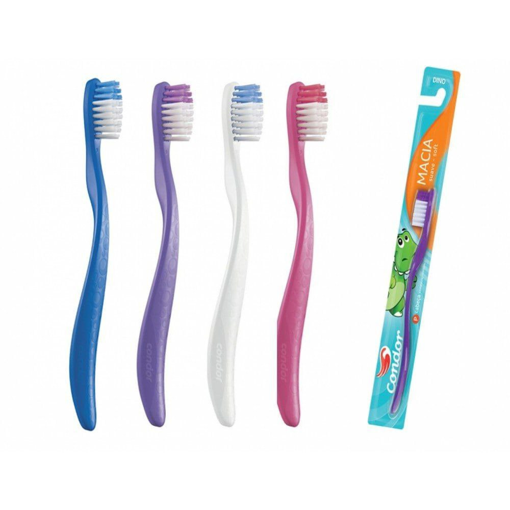 Escova Dental Infantil Dino, Condor, Multicor (Cores Sortidas)