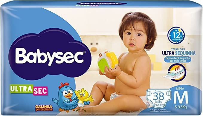 Fralda Babysec Ultrasec Galinha Pintadinha, Azul, M, 38 unidades