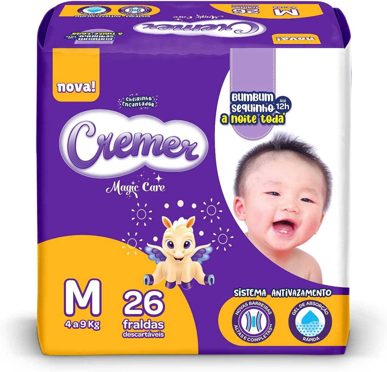 *Fralda Cremer, M, Jumbinho, pacote de 26*
