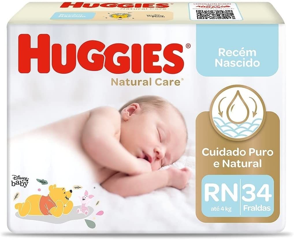 Fralda Huggies NATURAL CARE RN 34 unidades