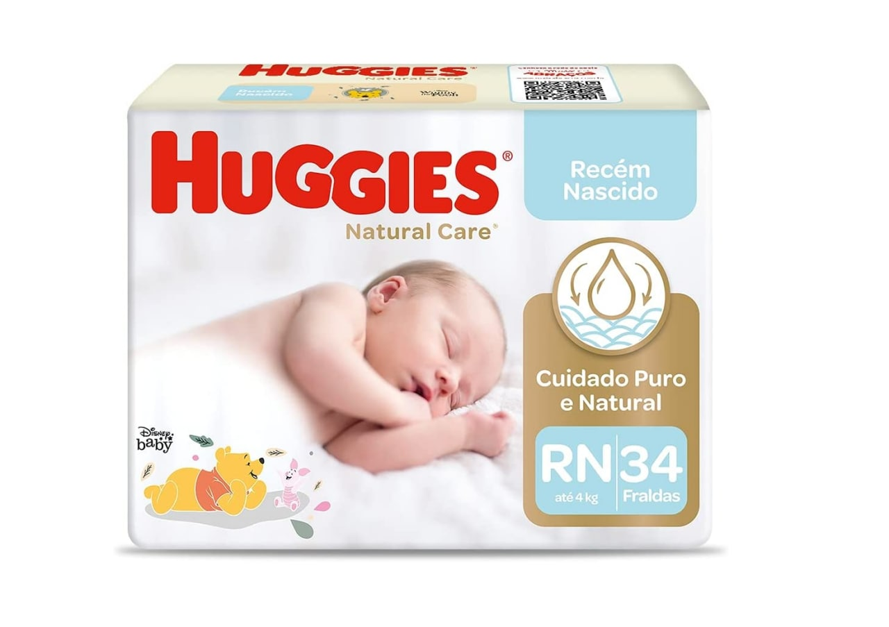 Fralda Huggies Natural Care RN 34 unidades