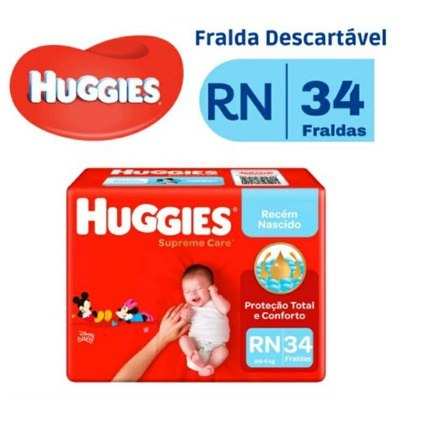 Fralda Huggies Supreme Care RN - 34 fraldas*