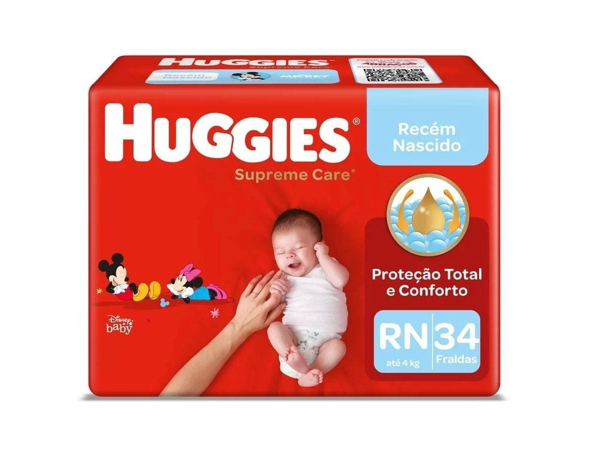 Fralda Huggies Supreme Care RN 34 Unidades