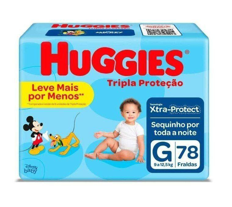Fralda Huggies Tripla Proteção Tamanho G - 78 Fraldas