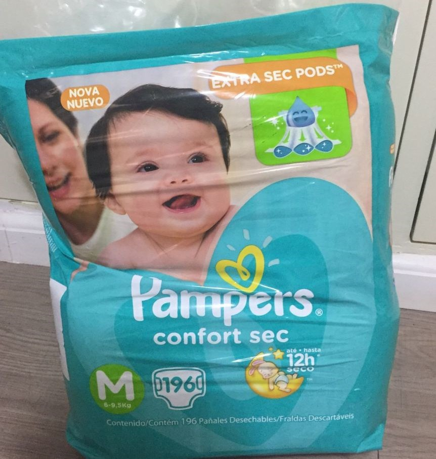 Fralda Pampers Confort Sec M 196 Unidades, Pampers