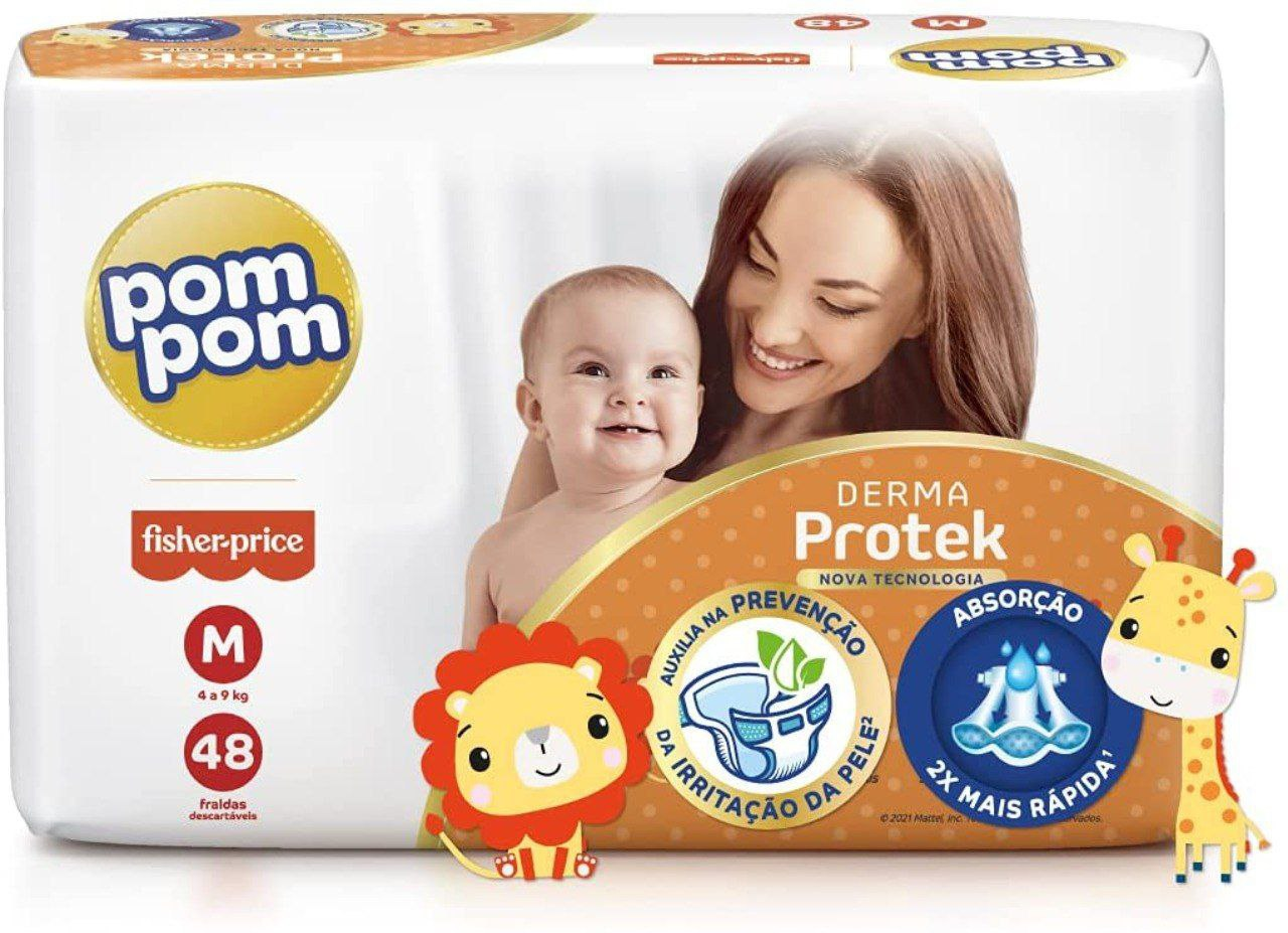 Fralda Pom Pom Derma Protek Mega M com 48