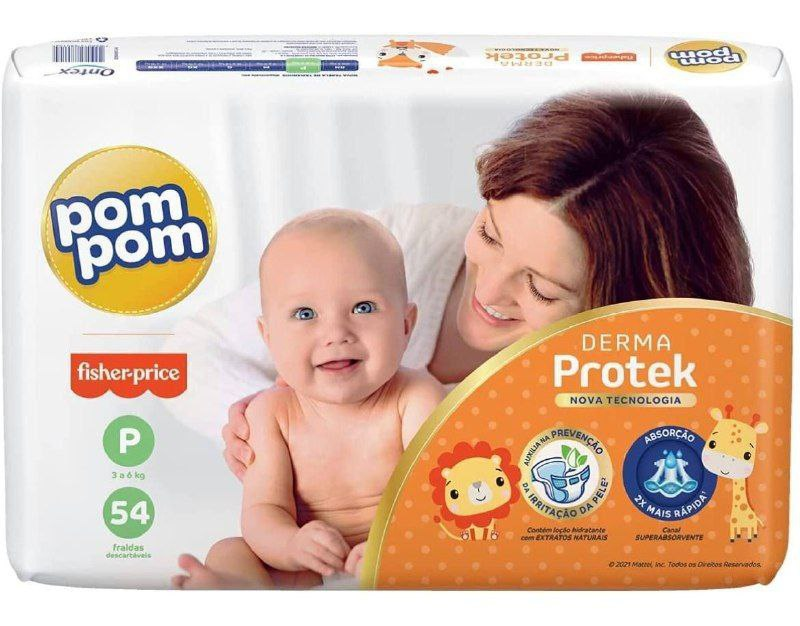 Fralda Pom Pom Derma Protek Mega P com 54