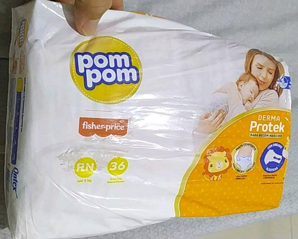 Fralda Pom Pom Derma Protek, Pom Pom, Laranja, RN 36